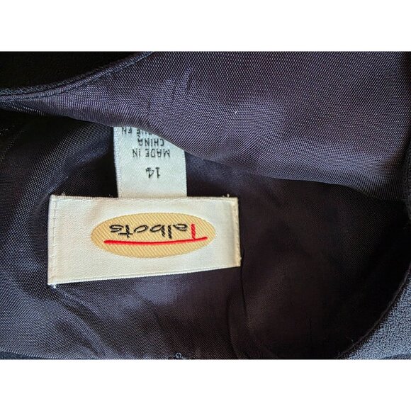 Vintage Talbots Beaded Sleeve Short Sleeve Dark Blue Dress With Button Back 14 - Picture 4 of 9